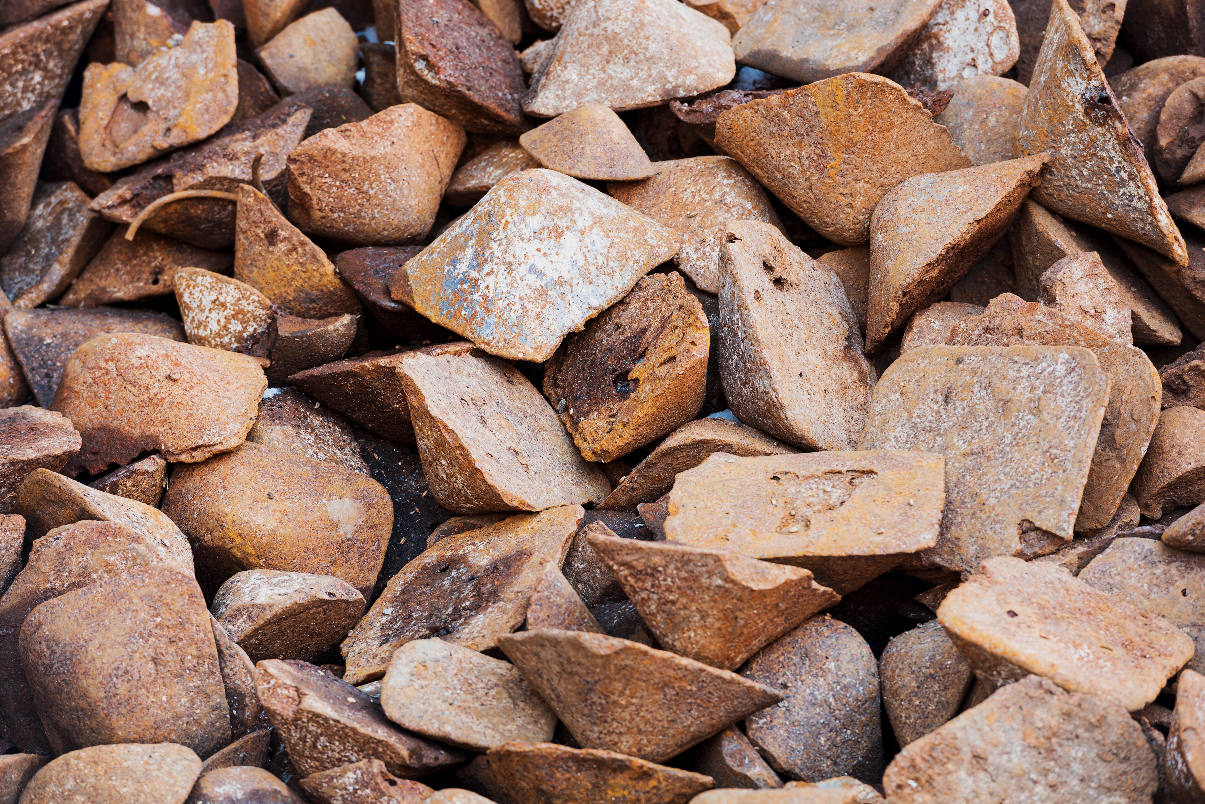 Closeup of pig iron from Stena Metal Inc