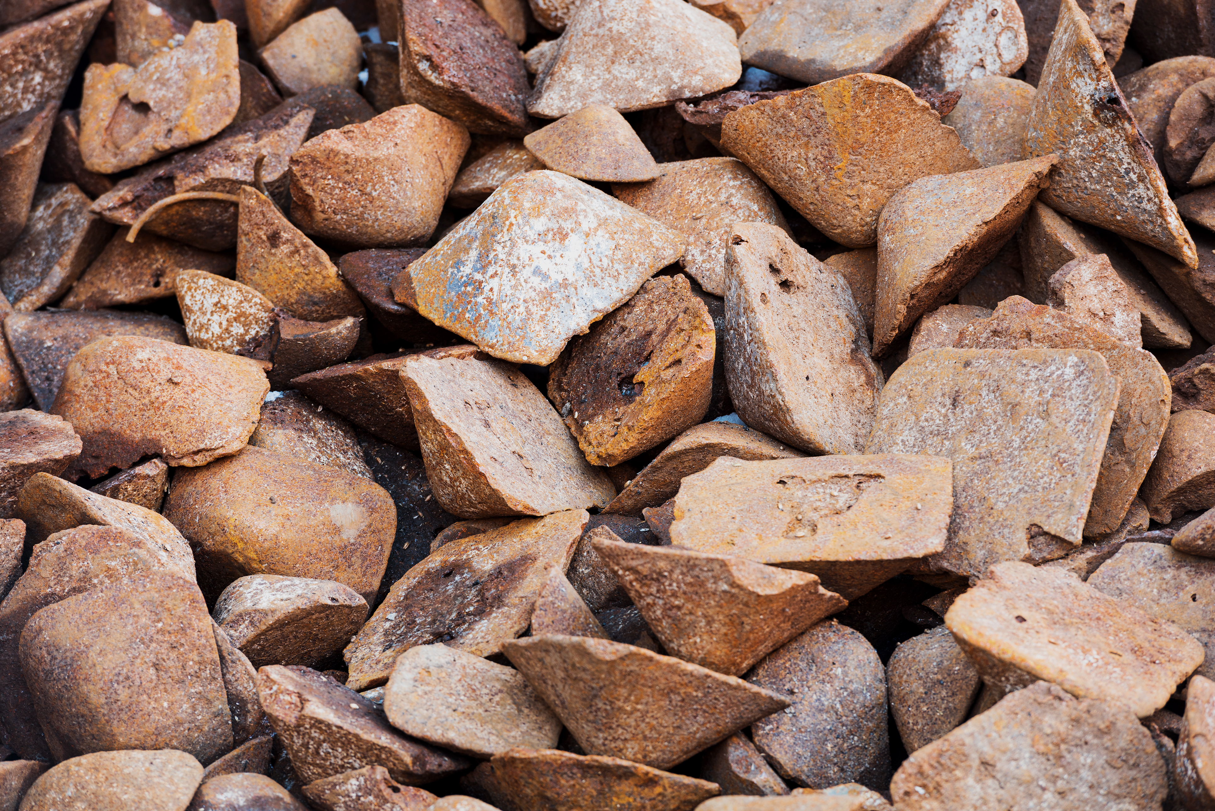 Closeup of pig iron from Stena Metal Inc